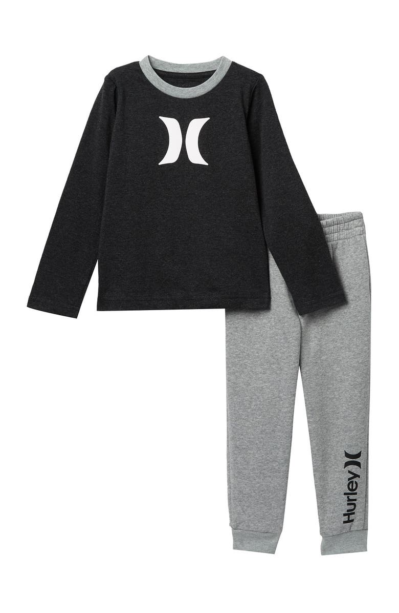 Hurley Long Sleeve Icon T-Shirt & Jogger Set, Main, color, 