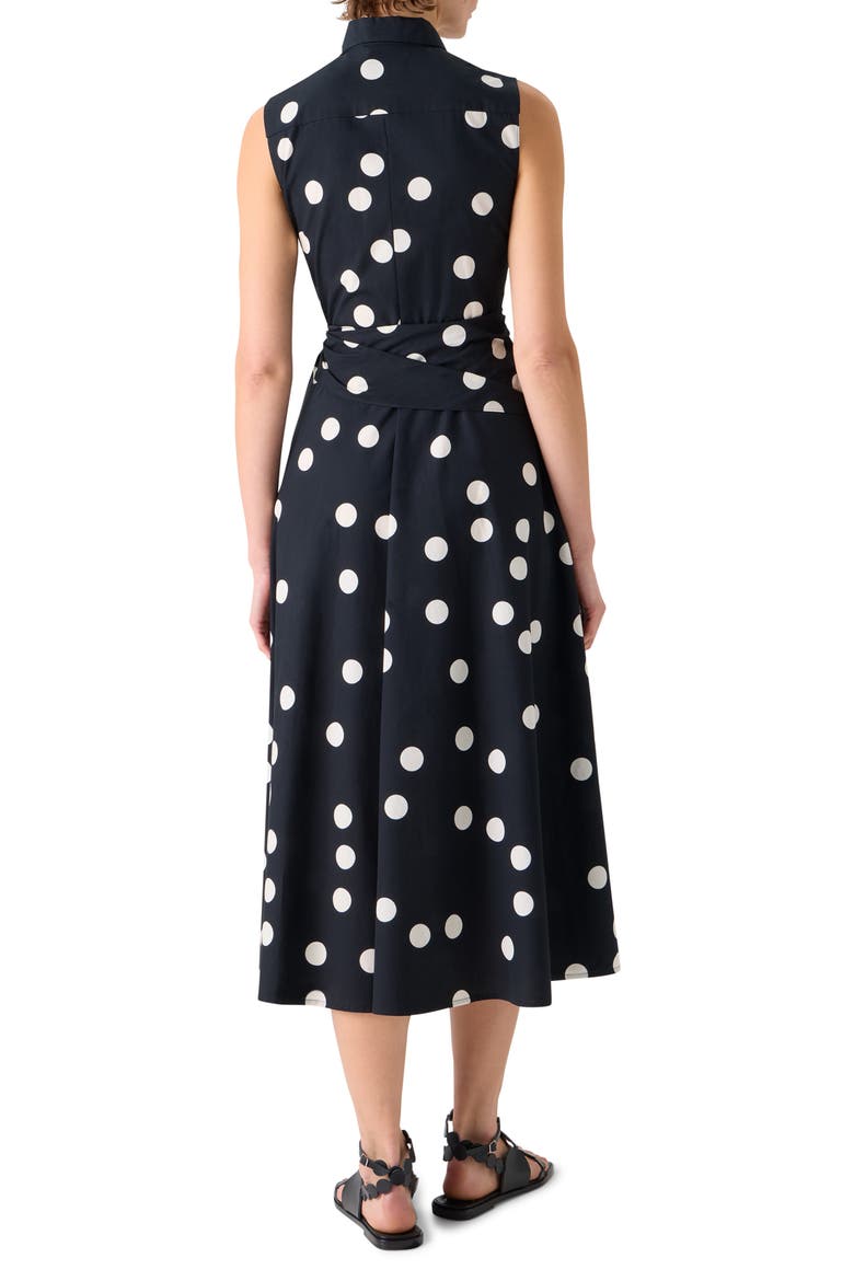 Polka Dot Cotton Poplin Faux Wrap Shirtdress, Alternate, color, BLACK-CREAM