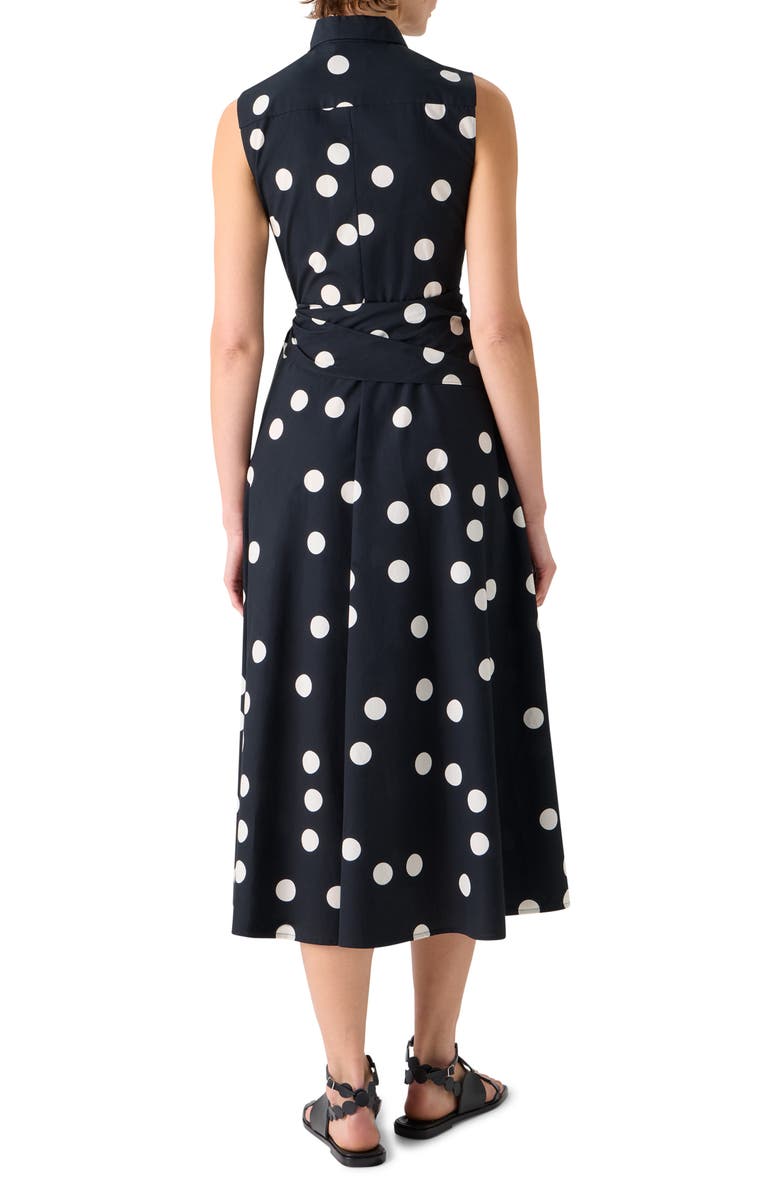 Akris punto Polka Dot Cotton Poplin Faux Wrap Shirtdress, Alternate, color, Black-Cream