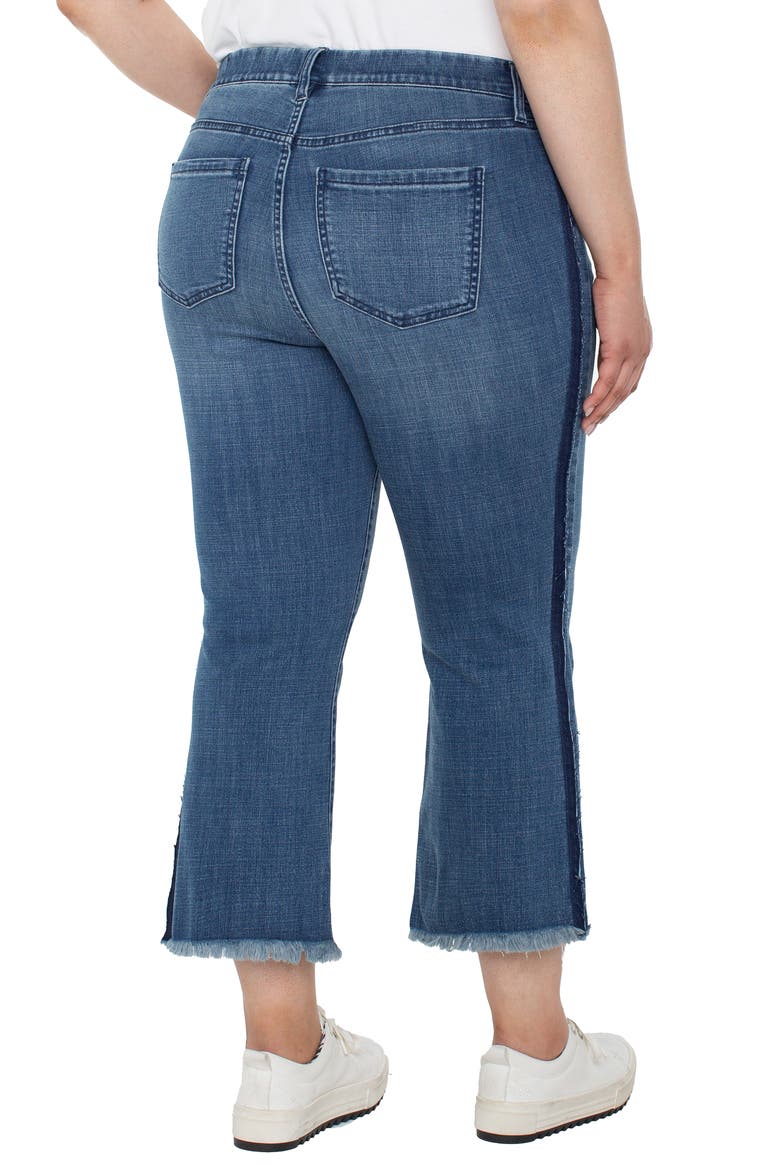 Gia Glider Frayed Side Stripe Pull-On Crop Flare Jeans, Alternate, color, TACOMA