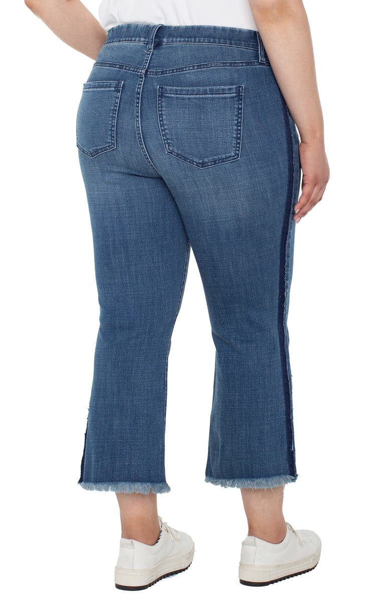 Liverpool Los Angeles Gia Glider Frayed Side Stripe Pull-On Crop Flare Jeans, Alternate, color, Tacoma