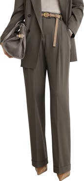 Reiss Leisel Pleated Wide Leg Wool Blend Trousers