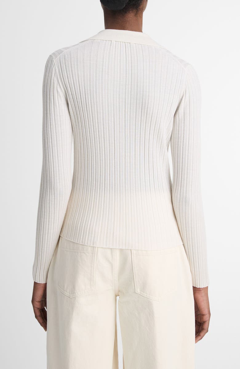 Vince Wool & Silk Blend Rib Polo Sweater, Alternate, color, Off White