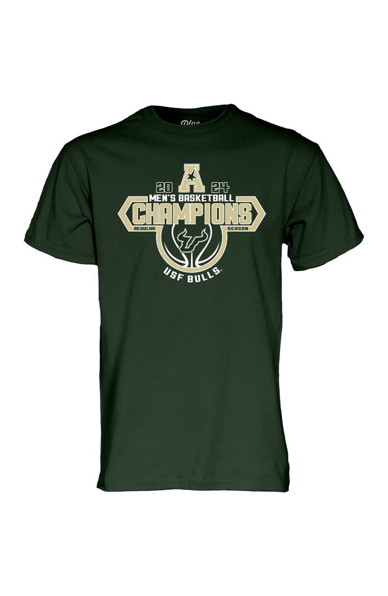 BLUE 84 Unisex Blue 84 Green South Florida Bulls 2024 AAC Men's Basketball Regular Season Champions Locker Room T-Shirt, Alternate, color, 