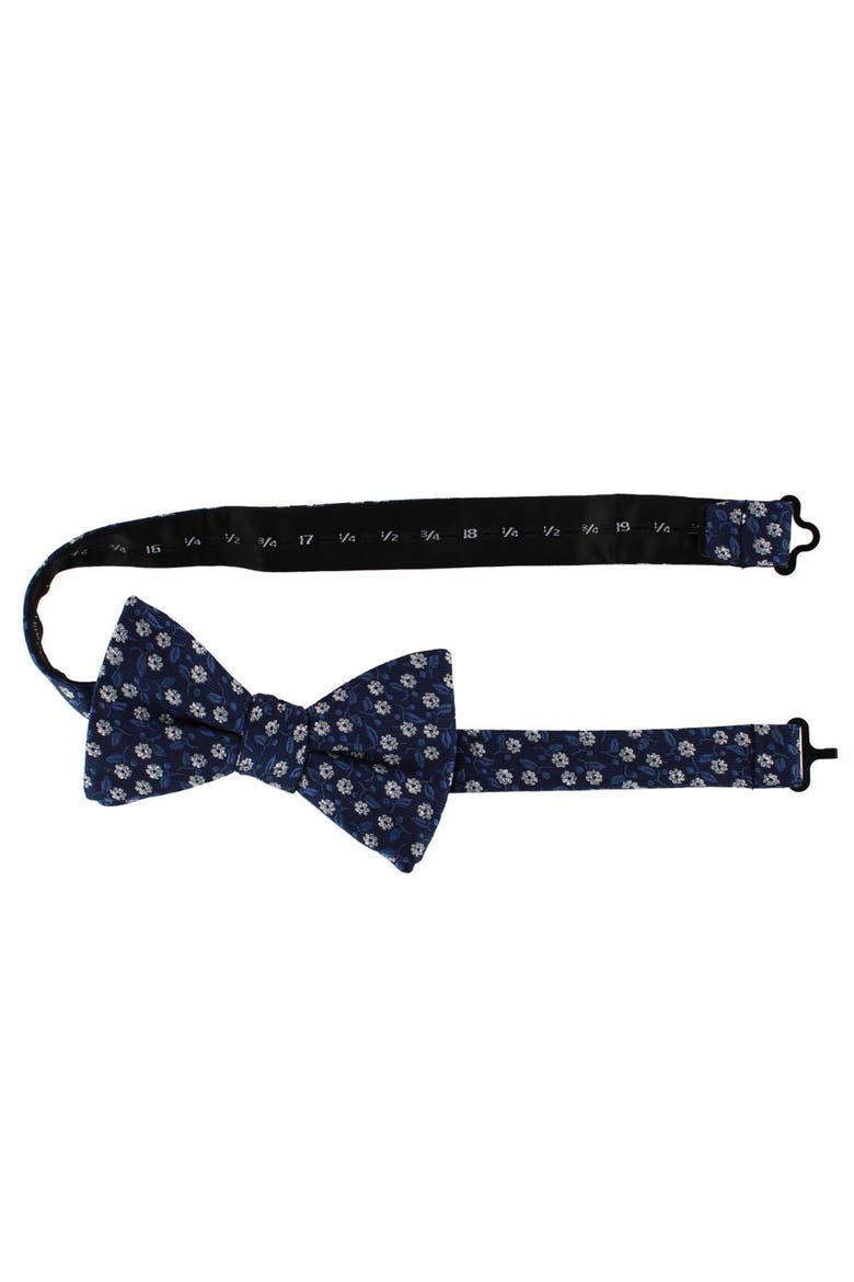 Metallic Flowers and Leaves Bowtie, Alternate, color, Navy