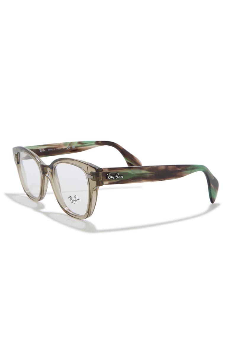 49mm Square Optical Glasses, Alternate, color, TRANSPARENT GREEN