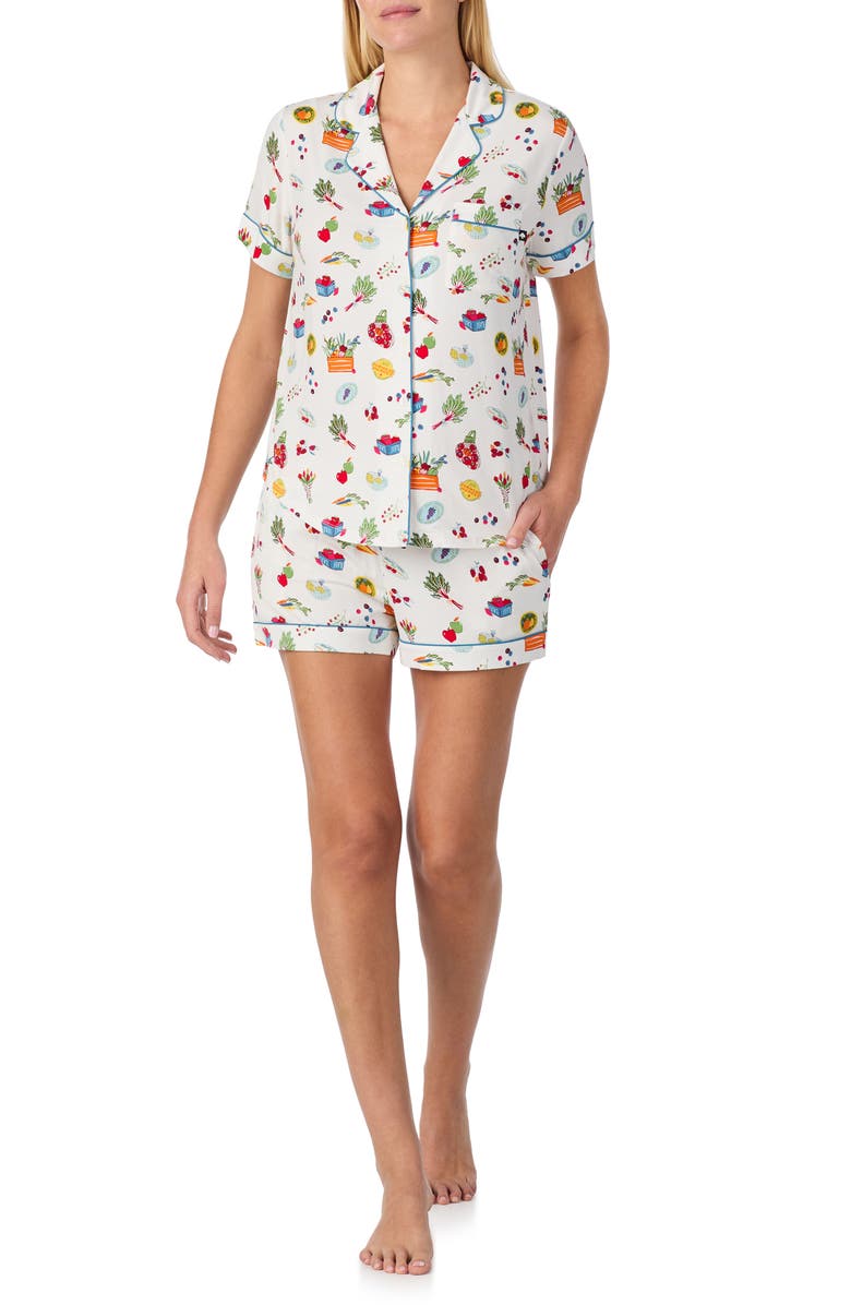 Kate Spade New York print short pajamas, Main, color, White/ Multi Print
