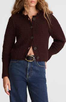 Scalloped Merino Wool Blend Cardigan