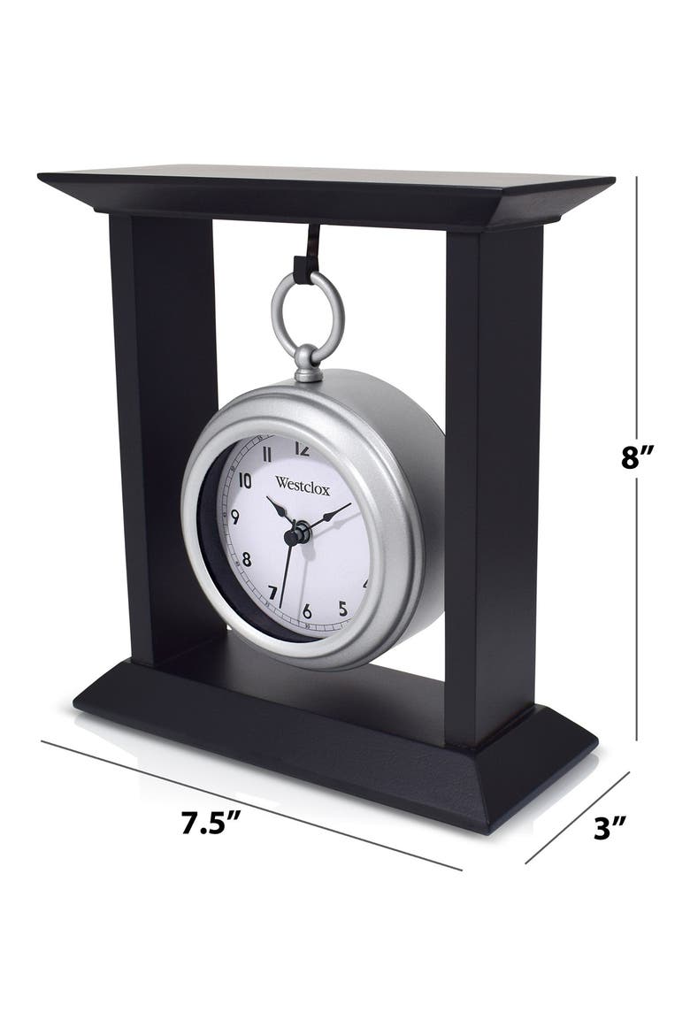 MDF and Metal Mantel Clock, Alternate, color, BLACK