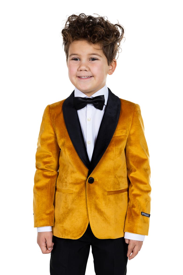 Kids' Gold Velvet Dinner Jacket, Main, color, GOLD