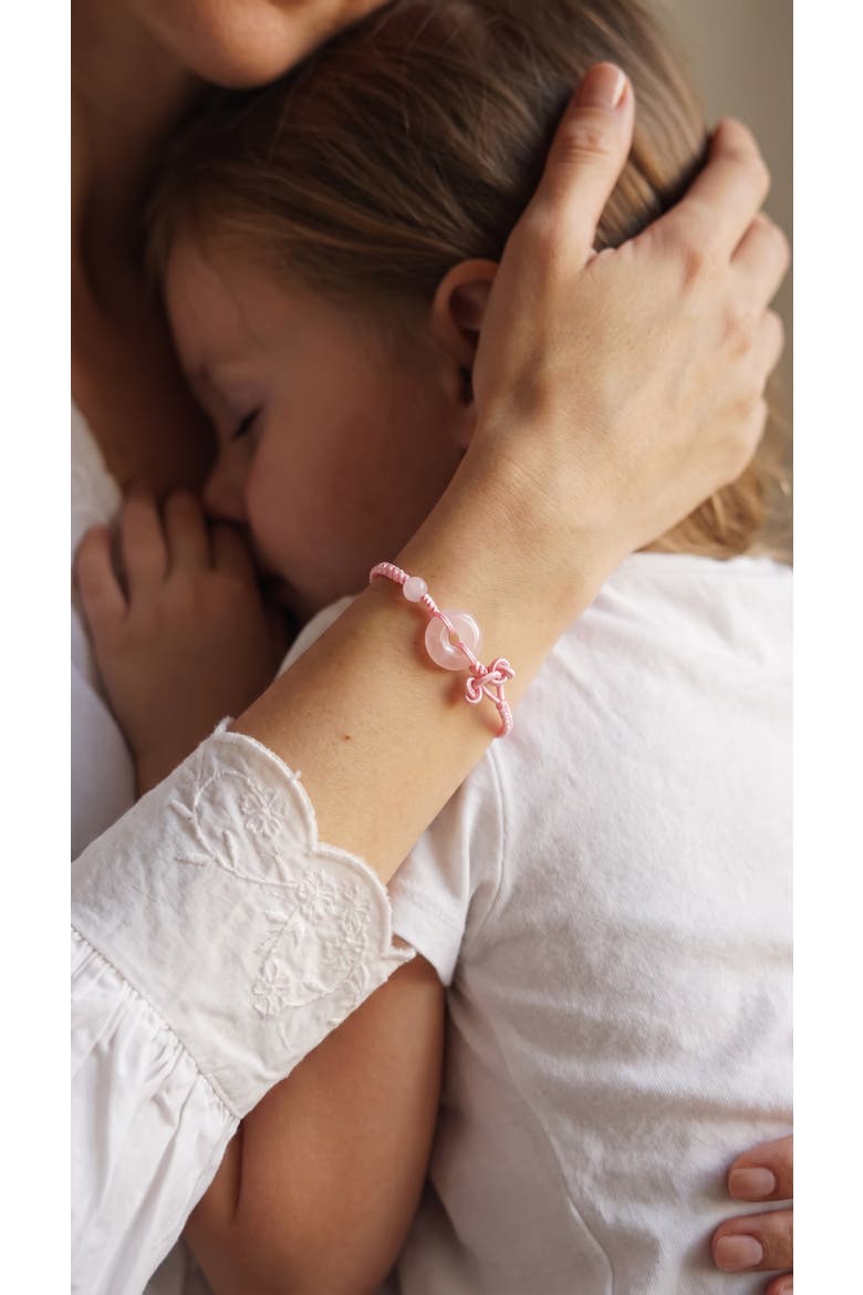 Kids Jade Peace Buckle Black Woven Bracelet/Anklet, Alternate, color, Pink