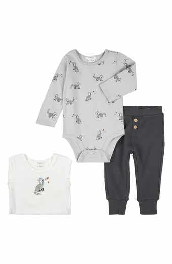 FIRSTS by Petit Lem Raccoon 3-Piece Bodysuits & Rib Joggers Set