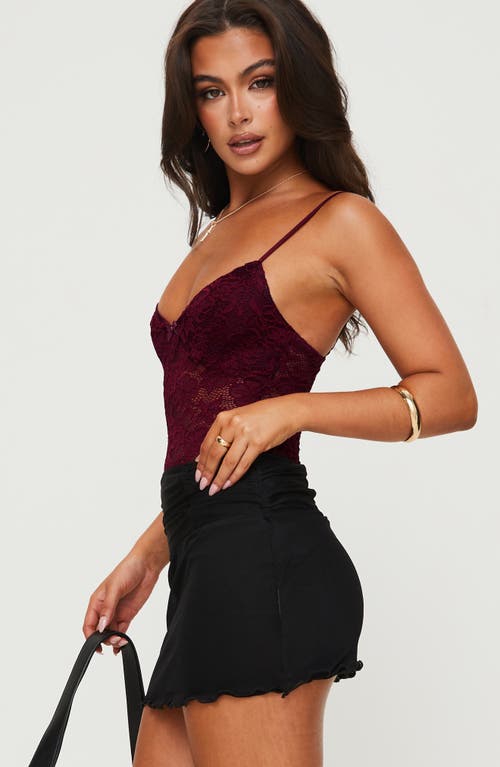 Shop Princess Polly Pennard Lace Camisole Bodysuit In Red