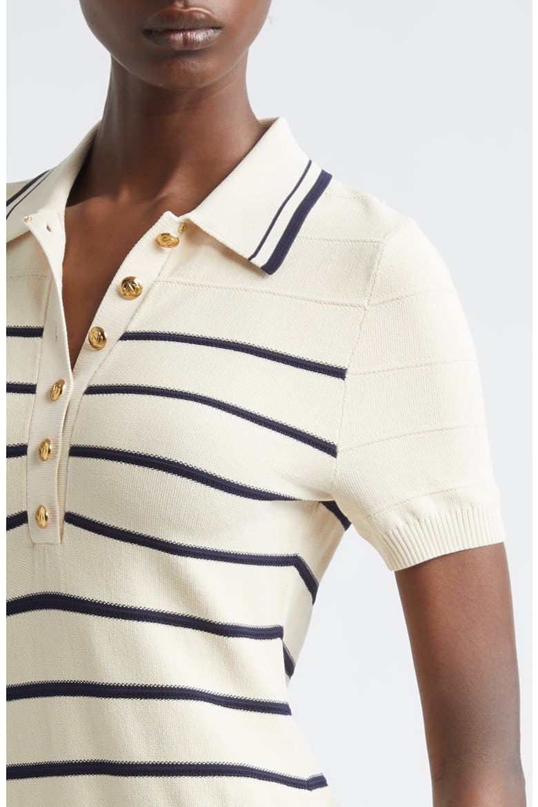 Kindred Spirit Luna Stripe Polo Minidress, Alternate, color, CREAM/ NAVY