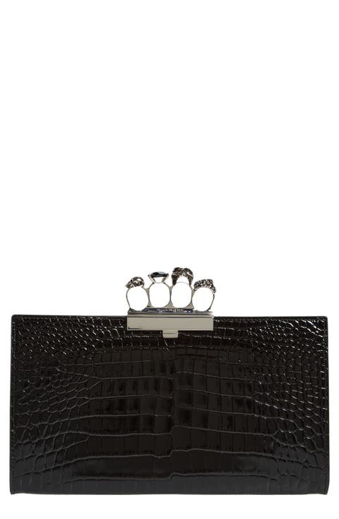 Crystal Embellished Four-Ring Flat Pouch