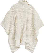 Lauren Ralph Lauren Crest Button Cable Poncho