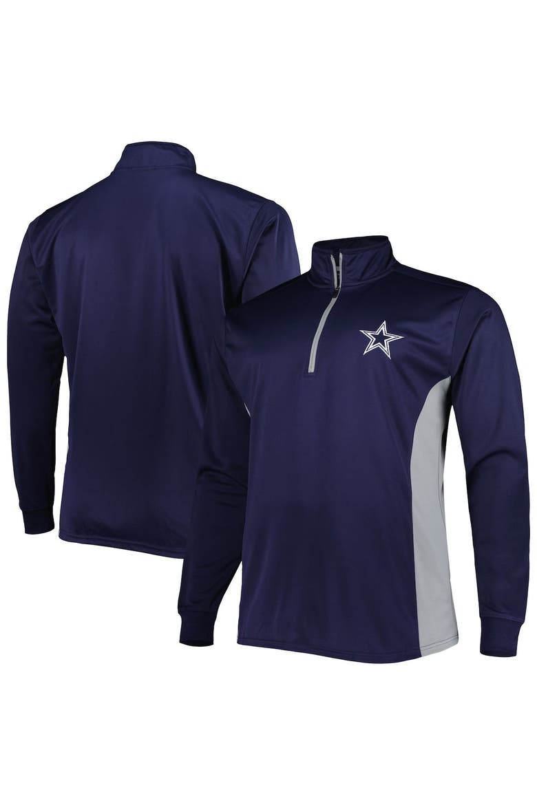Men's Navy Dallas Cowboys Big & Tall Quarter-Zip Top, Alternate, color, Navy