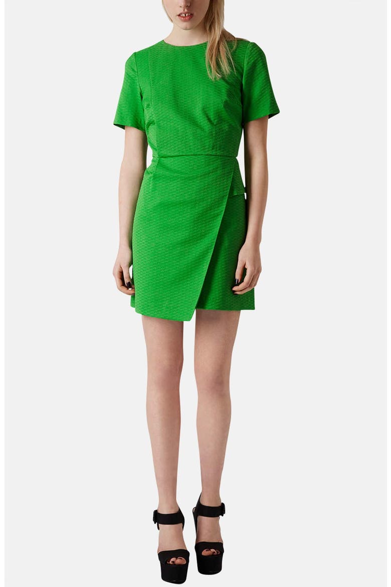 'Premium' Textured Faux Wrap Dress, Alternate, color, GREEN