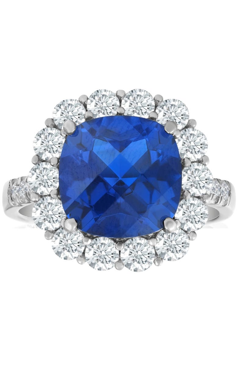 Bliss Diamond 6 1/2 Ct Diamond Halo Grown Sapphire Ring 10k Gold Lab Grown, Main, color, 