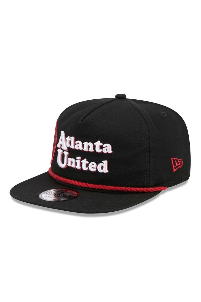 Men's New Era  Black Atlanta United FC Heritage The Golfer Snapback Hat, Alternate, color, Black