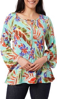 SUNNY LEIGH Tie Front Pleated Top