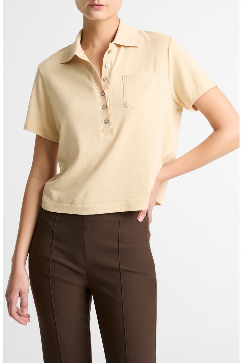 Pocket Crop Cotton Polo, Main, color, CHAMOMILE