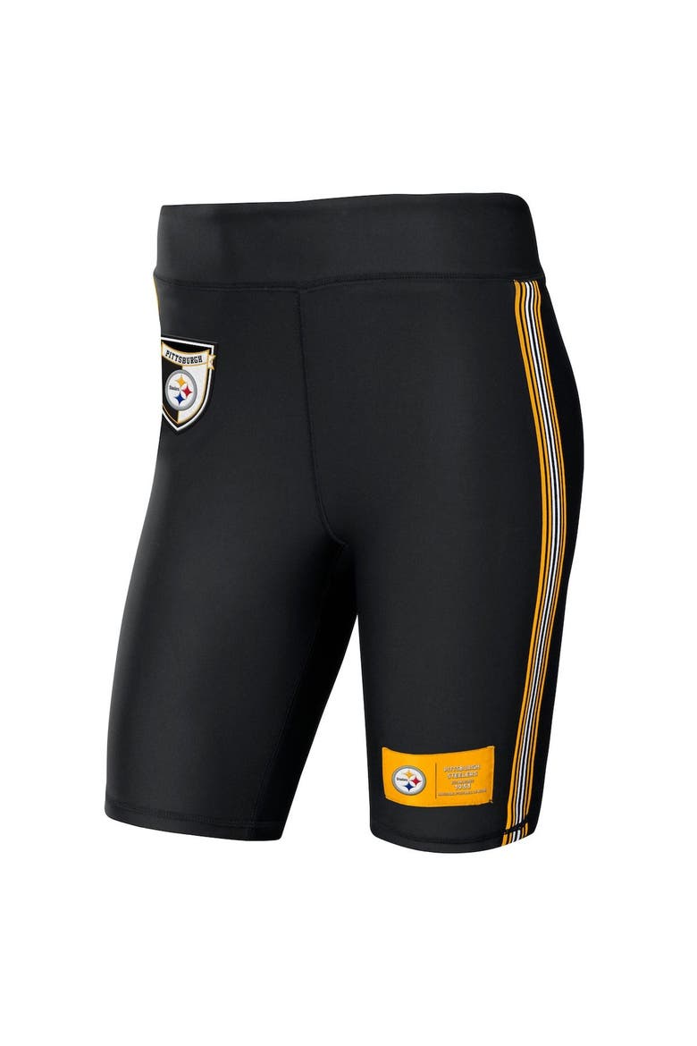 Women's WEAR by Erin Andrews Black Pittsburgh Steelers Biker Shorts, Alternate, color, Black