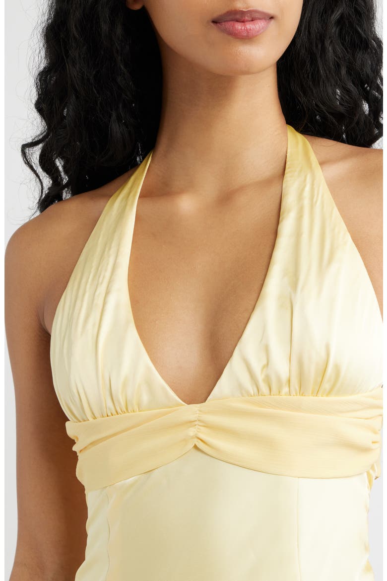 Odyssa Satin Halter Gown, Alternate, color, YELLOW