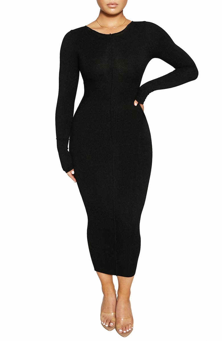 Naked Wardrobe Snatched Me In Long Sleeve Body-Con Dress, Main, color,