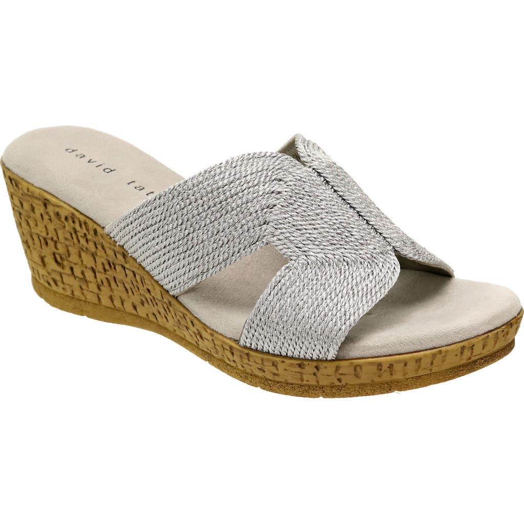 David Tate Vibe Wedge Slide Sandal In Silver