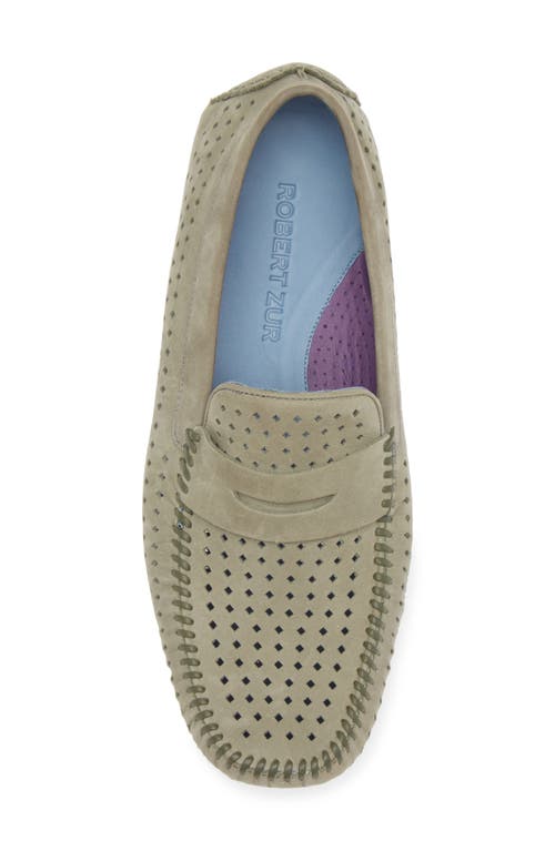 Robert Zur Flyer Perforated Driving Shoe In Khaki