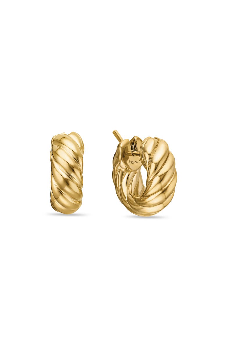 David Yurman Sculpted Cable Hoop Earrings in 18K Yellow Gold, Main, color, 18K Yellow Gold