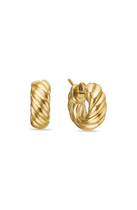 Sculpted Cable Hoop Earrings in 18K Yellow Gold