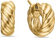 David Yurman Sculpted Cable Hoop Earrings in 18K Yellow Gold
