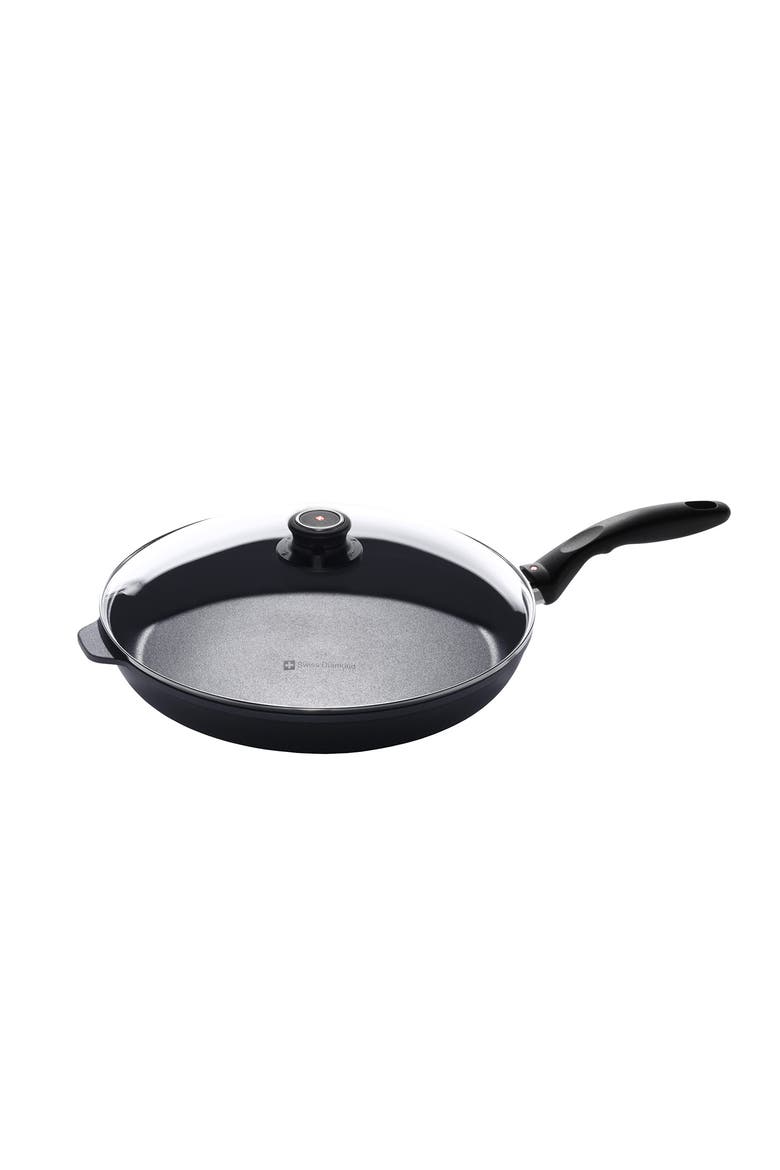 12.5 Inch Fry Pan with Lid, Main, color, Black