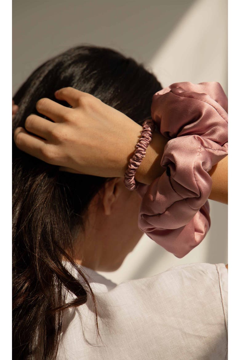 Silk Padded Scrunchie, Alternate, color, Damask Rose
