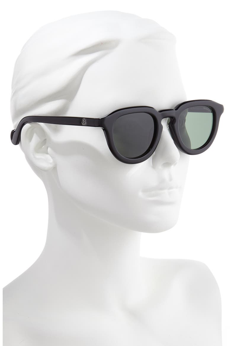 50mm Square Sunglasses, Alternate, color, SHINY BLACK/ GREEN