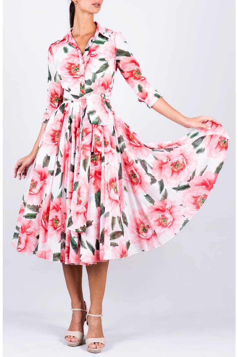 A-Line Midi Aster Shirtdress, Alternate, color, Magnolia