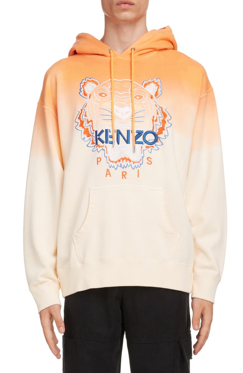 KENZO Dip Dye Tiger Embroidered Oversize Hooded Sweatshirt, Main, color, 