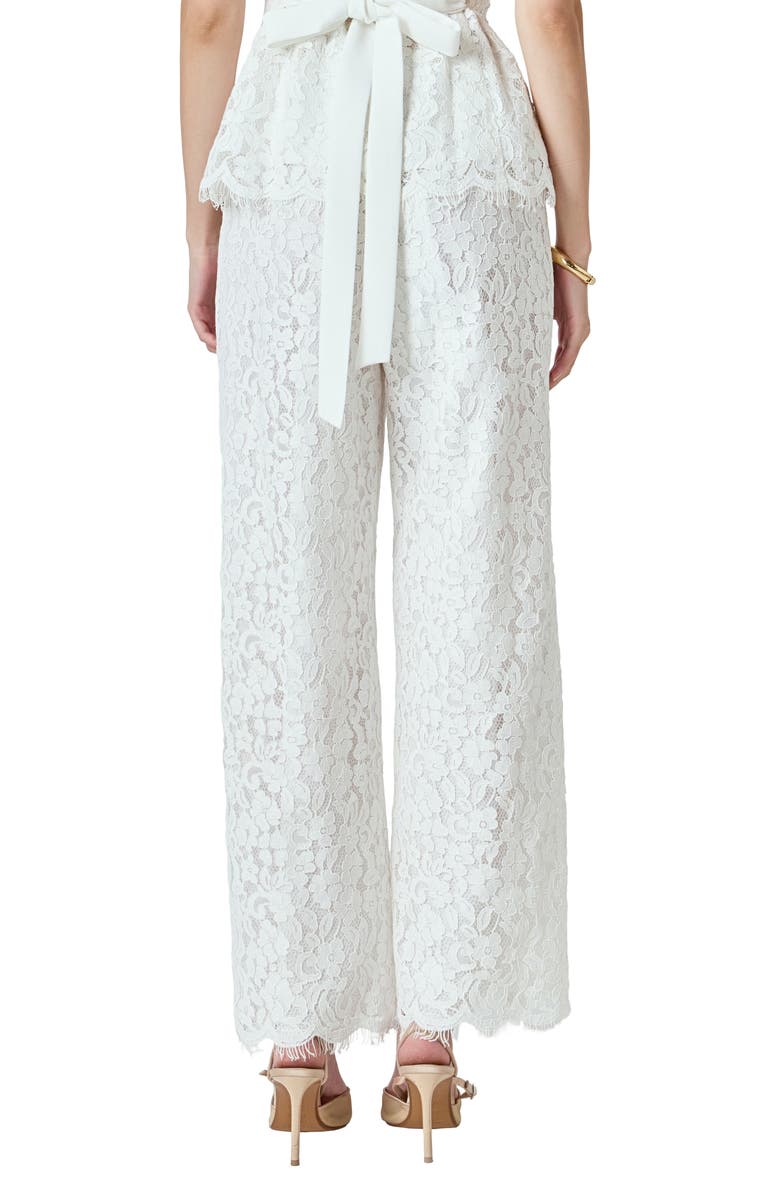 Endless Rose Floral Lace Wide Leg Pants, Alternate, color, White