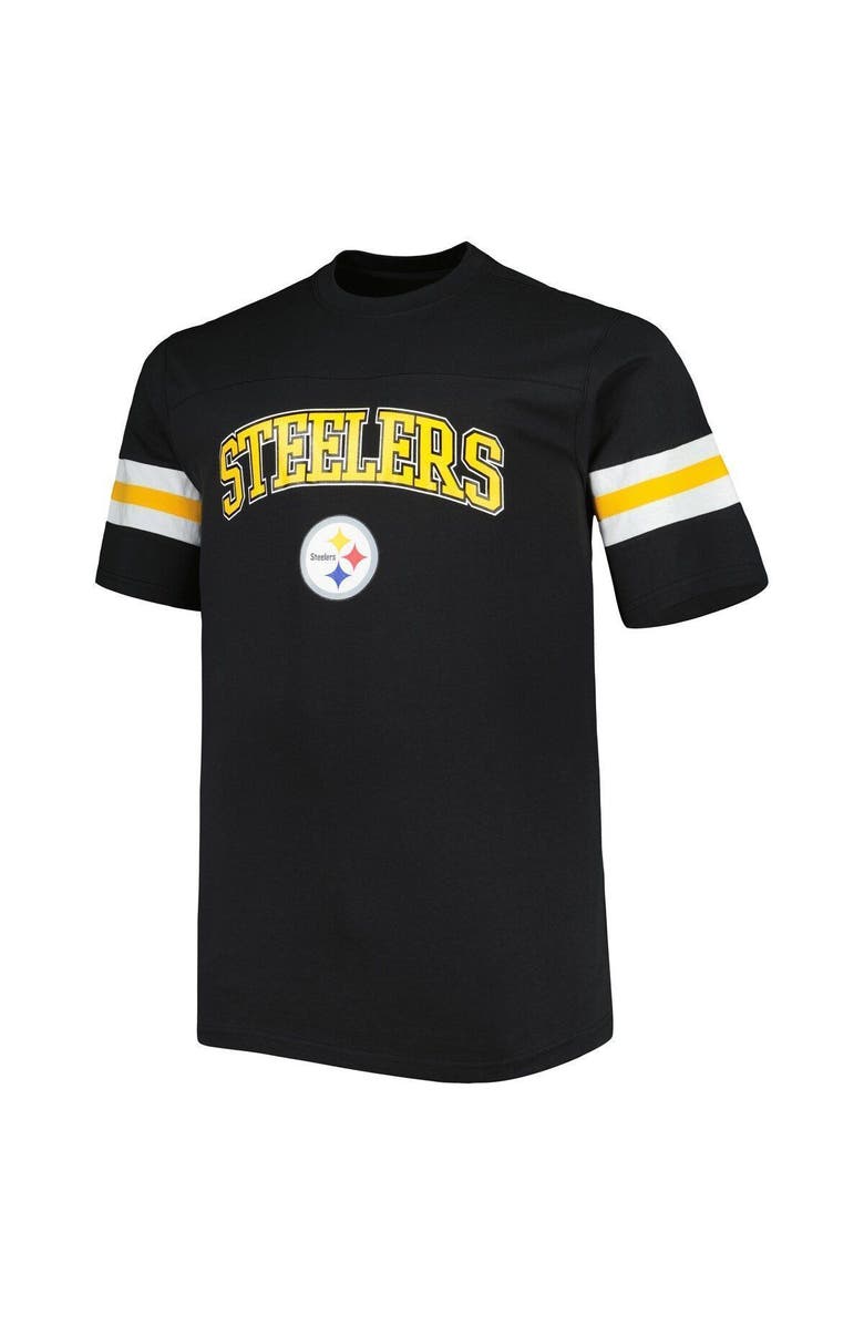 PROFILE Men's Black Pittsburgh Steelers Big & Tall Arm Stripe T-Shirt, Alternate, color,