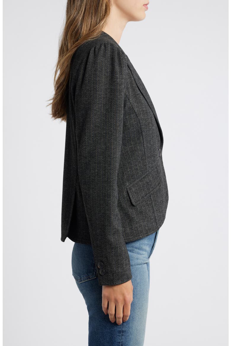 Herringbone Puff Shoulder Blazer, Alternate, color, CHARCOAL WHEAT MULTI