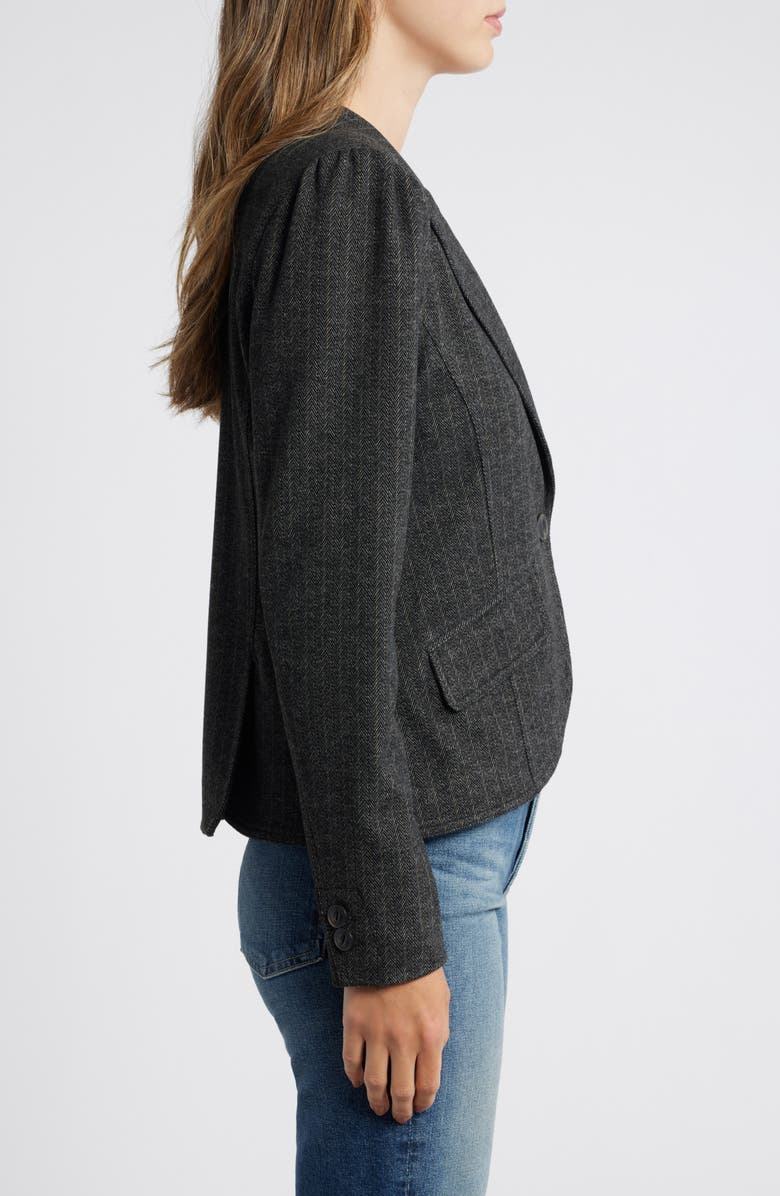 Wit & Wisdom Herringbone Puff Shoulder Blazer, Alternate, color, 