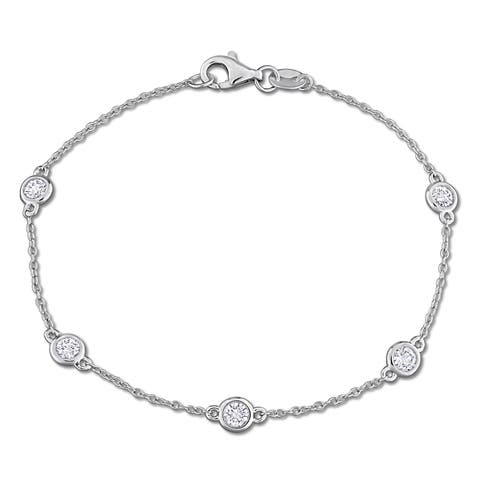 Lab-Grown Diamond Station Bracelet Sterling Silver