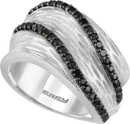 EFFY Sterling Silver Black Diamond Wide Band Ring