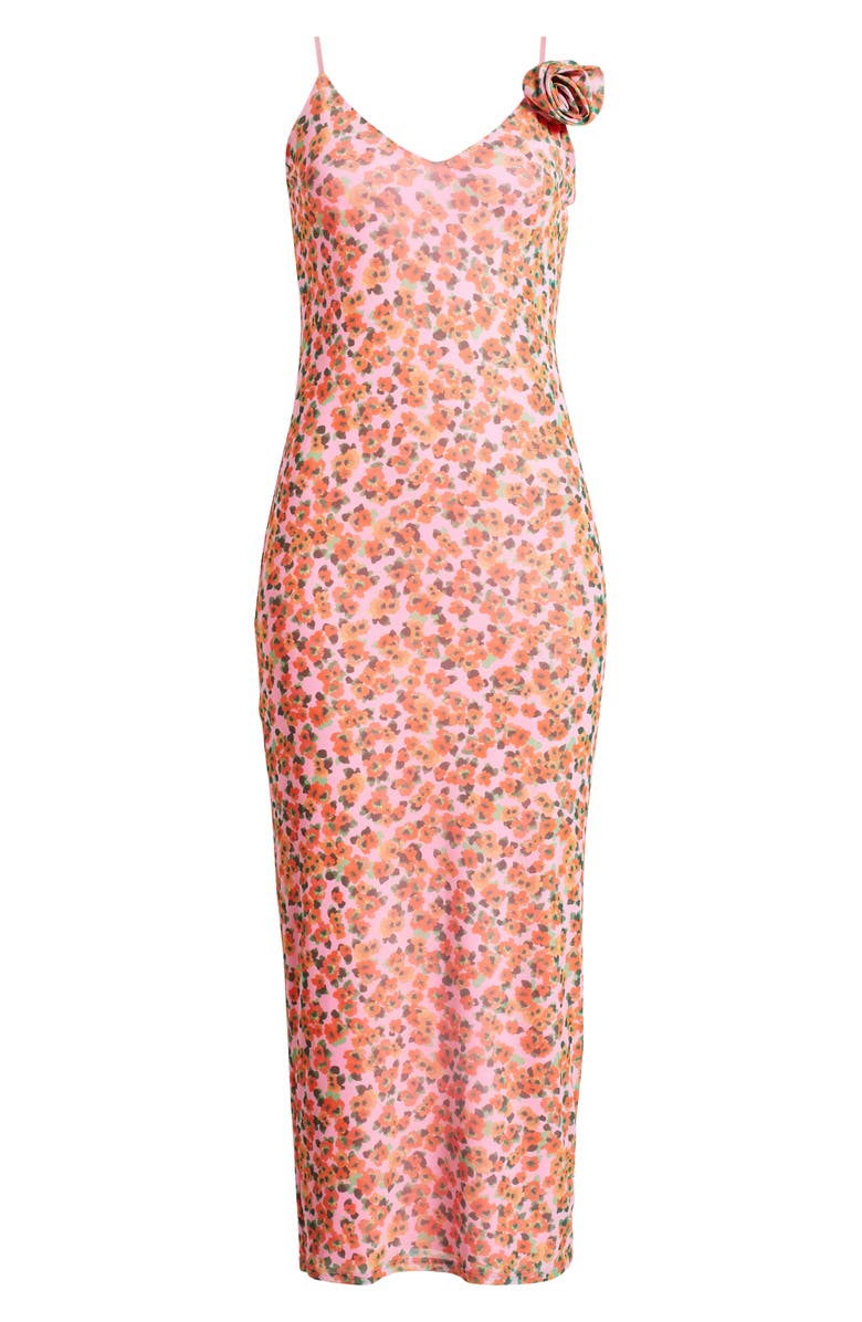 AFRM Amina Printed Rosette Mesh Dress, Alternate, color, High Summer Ditsy