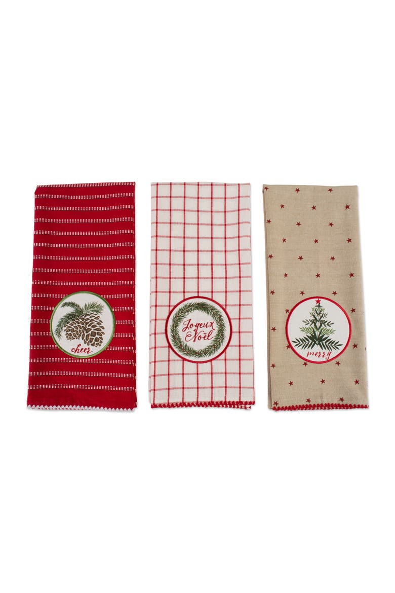 Noel Embellished Assorted Dishtowel Set/3, Alternate, color, Noel