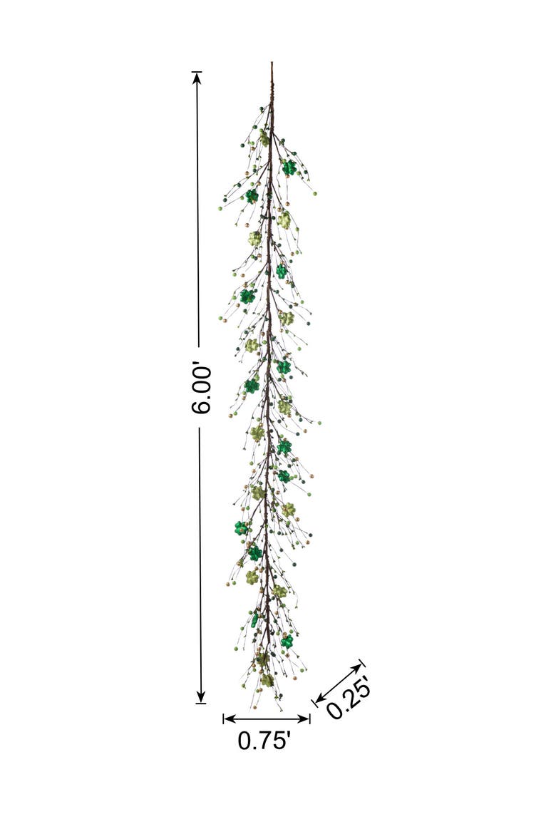 72"L St. Patrick's Shamrock Garland, Alternate, color, Green