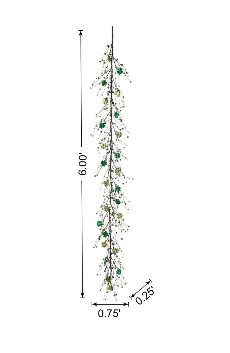 Glitzhome 72"L St. Patrick
s Shamrock Garland, Alternate, color, Green