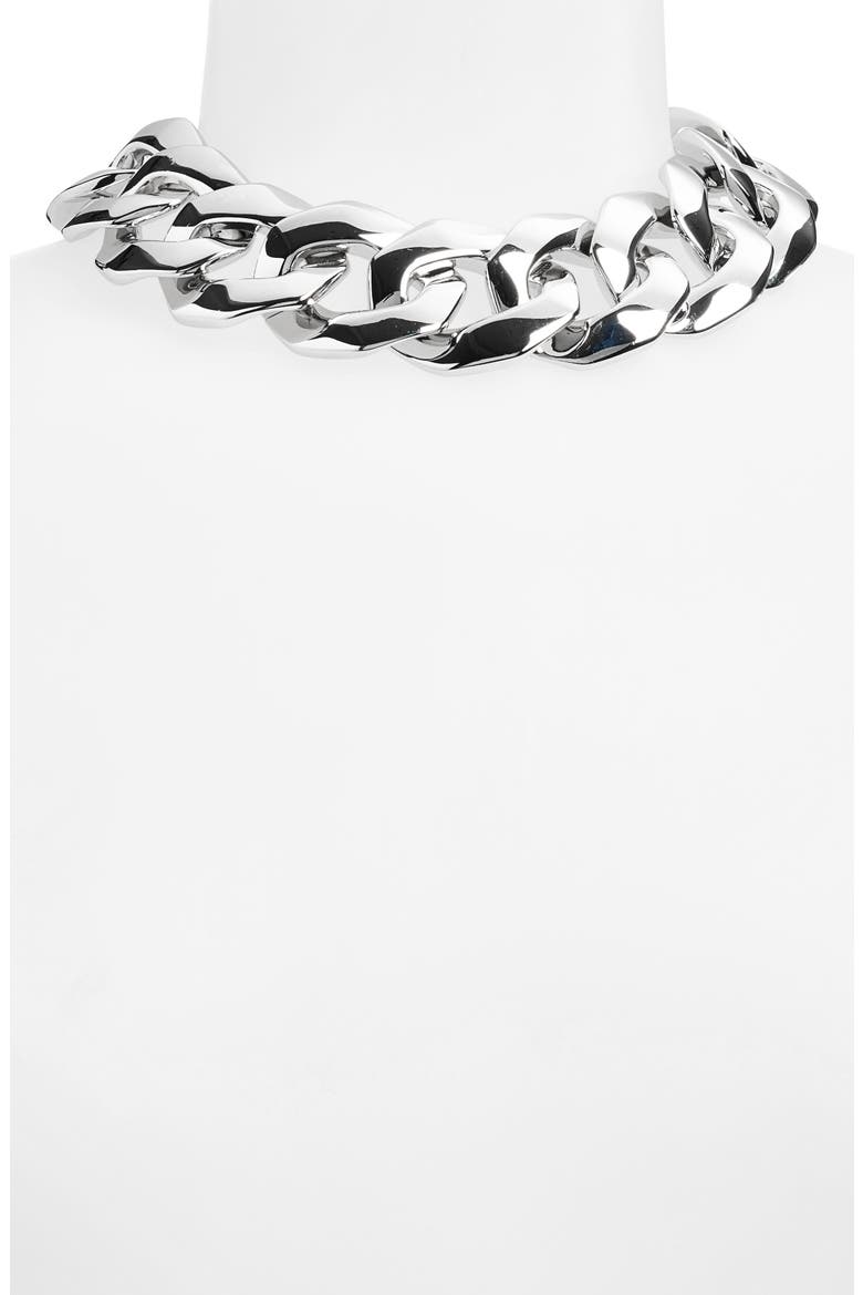Large Chain Link Necklace, Alternate, color, SILVERY